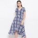 Printed Overlap Dress In White & Blue Printed Overlap Dress In White & Blue
