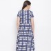 Printed Overlap Dress In White & Blue Printed Overlap Dress In White & Blue