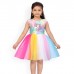 Girls Multicoloured Unicorn Printed Fit and Flare Dress